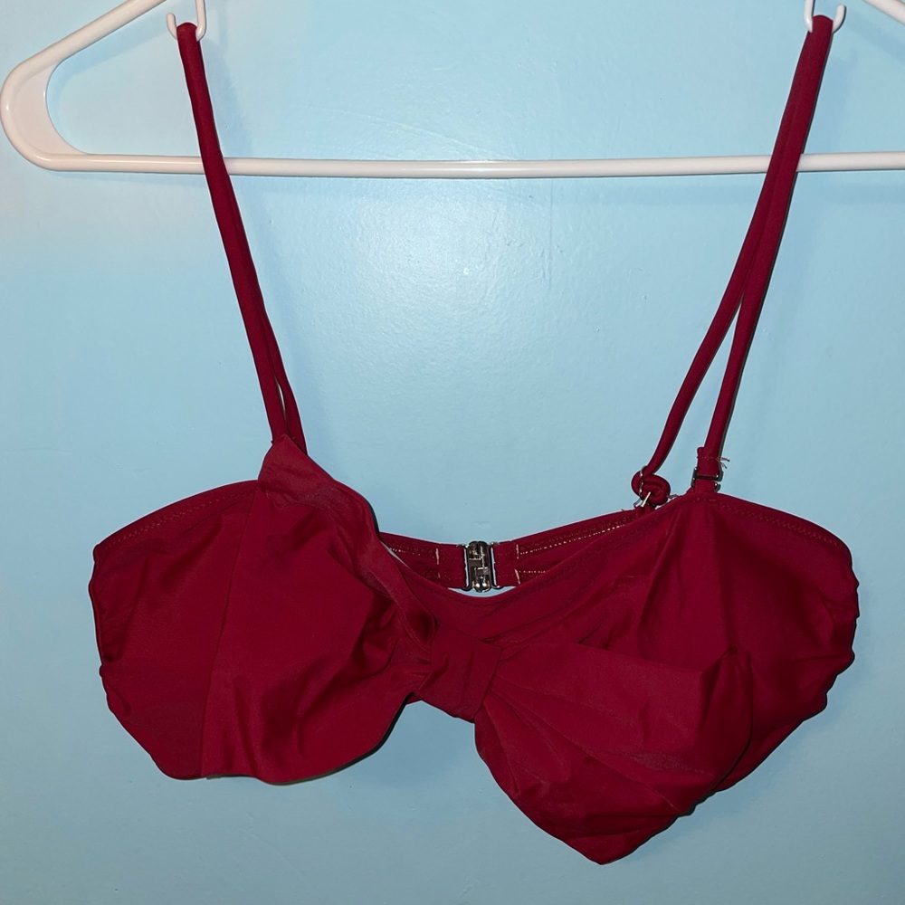 💙 Shein- Red Bow tie Bathing Suit Top Size Large